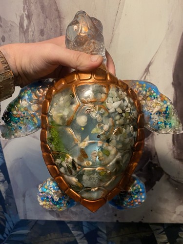 Resin turtle ocean large table - large,